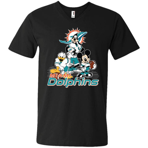 Mickey Mouse Miami Dolphins American Football Nfl Sports Shirt Men V-Neck T-Shirt Black / S Men V-Neck T-Shirt - amzapparel