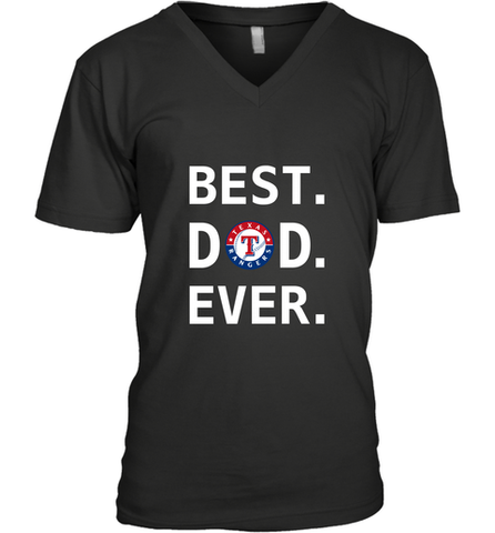 Best Texas Rangers Dad Ever Baseball MLB Fathers Day Men's V-Neck T-Shirt Men's V-Neck T-Shirt / Black / S Men's V-Neck T-Shirt - amzapparel