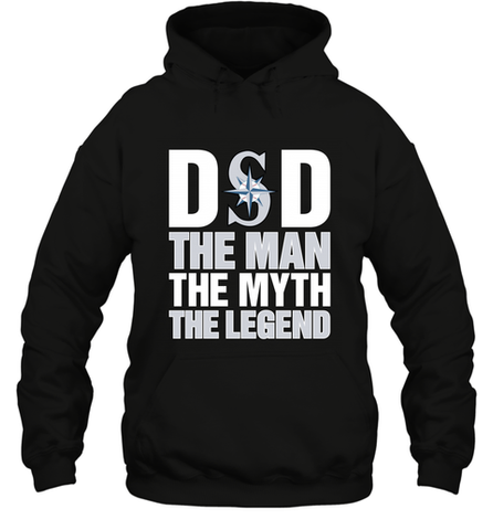 Seattle Mariners Dad The Man The Myth The Legend Father's Day MLB Hooded Sweatshirt Hooded Sweatshirt / Black / S Hooded Sweatshirt - amzapparel
