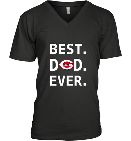 Best Cincinnati Reds Dad Ever Baseball MLB Fathers Day Men's V-Neck T-Shirt Men's V-Neck T-Shirt / Black / S Men's V-Neck T-Shirt - amzapparel