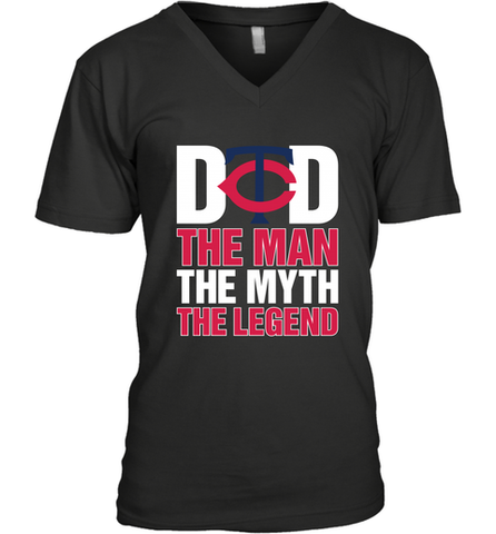 Minnesota Twins Dad The Man The Myth The Legend Father's Day MLB Men's V-Neck T-Shirt Men's V-Neck T-Shirt / Black / S Men's V-Neck T-Shirt - amzapparel