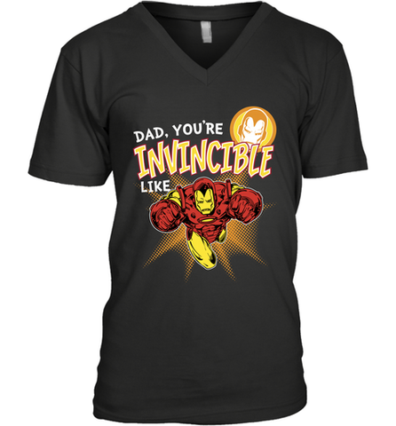 Marvel Iron Man Invincible Dad Father's Day Gifts Men's V-Neck T-Shirt Men's V-Neck T-Shirt / Black / S Men's V-Neck T-Shirt - amzapparel