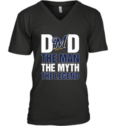 Milwaukee Brewers Dad The Man The Myth The Legend Father's Day MLB Men's V-Neck T-Shirt