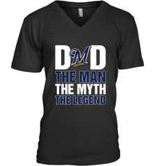 Milwaukee Brewers Dad The Man The Myth The Legend Father's Day MLB Men's V-Neck T-Shirt Men's V-Neck T-Shirt - amzapparel