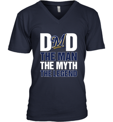 Milwaukee Brewers Dad The Man The Myth The Legend Father's Day MLB Men's V-Neck T-Shirt