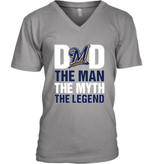 Milwaukee Brewers Dad The Man The Myth The Legend Father's Day MLB Men's V-Neck T-Shirt Men's V-Neck T-Shirt - amzapparel