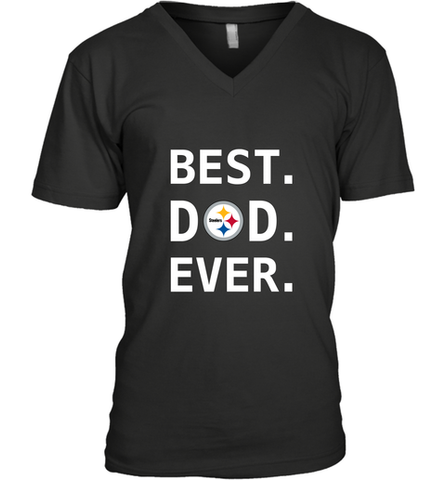 Best Pittsburgh Steelers Dad Best Dad Ever NFL Football Fathers Day Men's V-Neck T-Shirt Men's V-Neck T-Shirt / Black / S Men's V-Neck T-Shirt - amzapparel