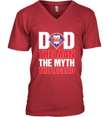 Philadelphia Phillies Dad The Man The Myth The Legend Father's Day MLB Men's V-Neck T-Shirt Men's V-Neck T-Shirt - amzapparel