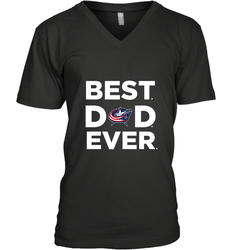 Best Columbus Blue Jackets Dad Ever Hockey NHL Fathers Day GIft For Daddy Men's V-Neck T-Shirt