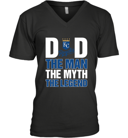 Kansas City Royals Dad The Man The Myth The Legend Father's Day MLB Men's V-Neck T-Shirt Men's V-Neck T-Shirt / Black / S Men's V-Neck T-Shirt - amzapparel
