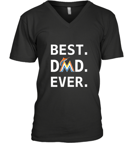 Best Miami Marlins Dad Ever Baseball MLB Fathers Day Men's V-Neck T-Shirt Men's V-Neck T-Shirt / Black / S Men's V-Neck T-Shirt - amzapparel