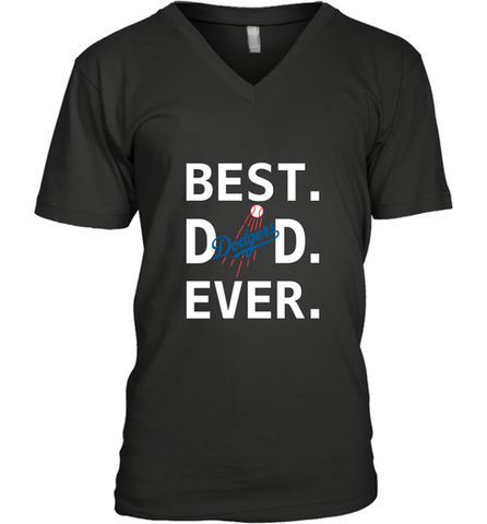 Best Los Angeles Dodgers Dad Ever Baseball MLB Fathers Day Men's V-Neck T-Shirt Men's V-Neck T-Shirt / Black / S Men's V-Neck T-Shirt - amzapparel